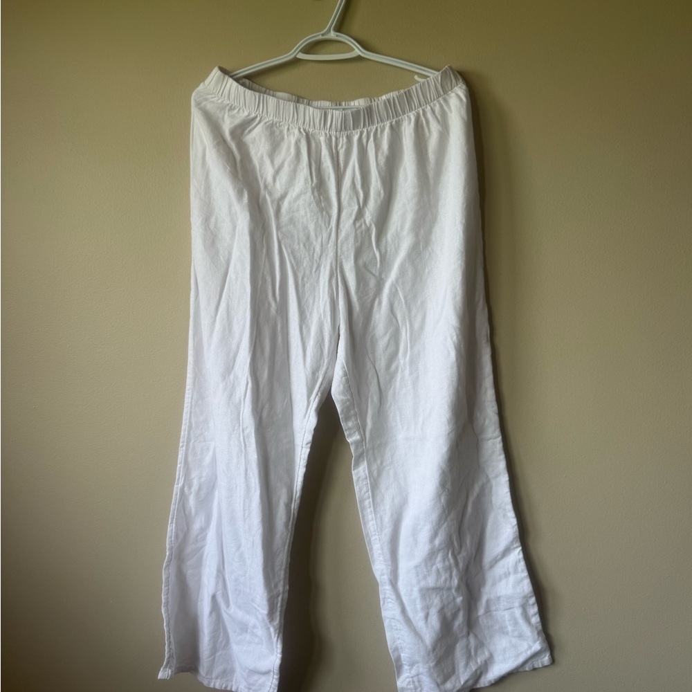 Wilfred White Elastic Waist Linen Pants